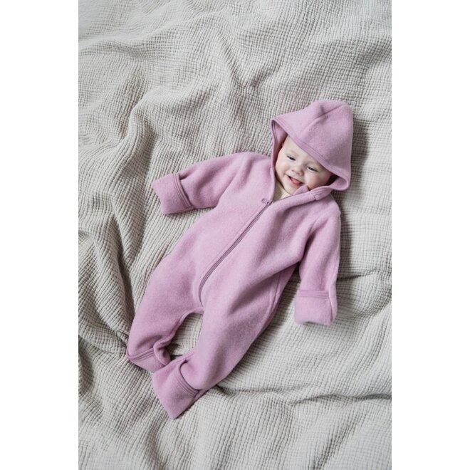 Engel | Hooded Overall With Zipper Rosewood Melange