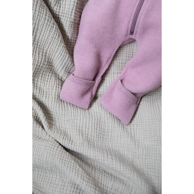 Engel | Hooded Overall With Zipper Rosewood Melange