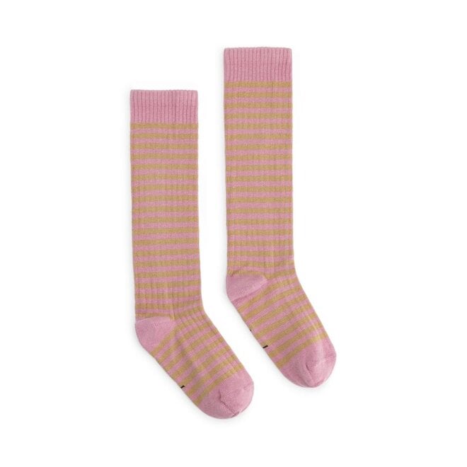 Long Ribbed Socks GOTS Bubblegum / Cookie