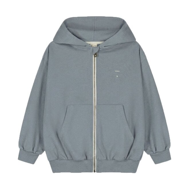 Hooded Cardigan With Zip GOTS Stone Grey