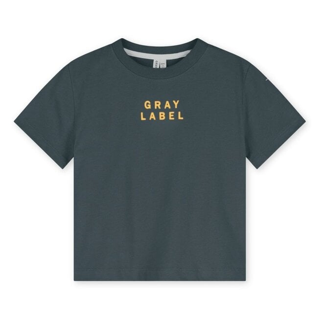 Logo Oversized Tee GOTS Blue Grey / Bright Cookie