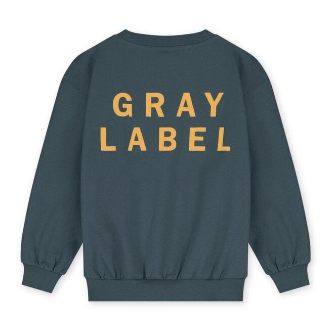 Gray Label | Logo Dropped Shoulder Sweater GOTS Blue Grey / Bright Cookie