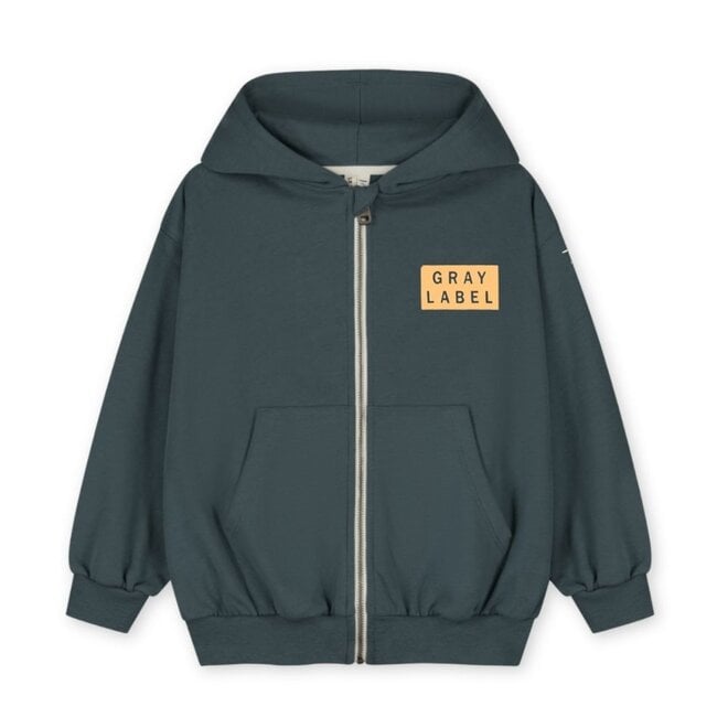 Gray Label | Logo Hooded Cardigan With Zip GOTS Blue Grey / Bright Cookie