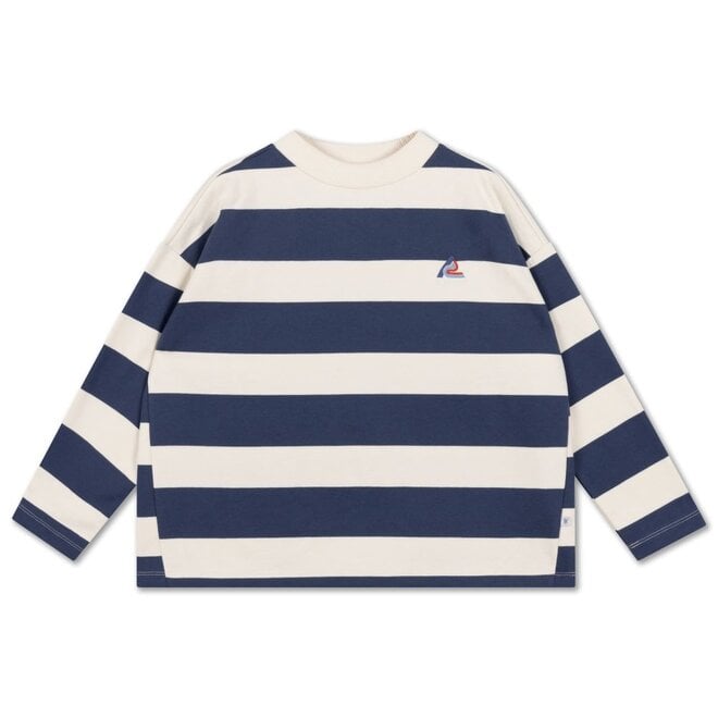 Repose ams | Boxy Sweater Eclipse Blue Block Stripe