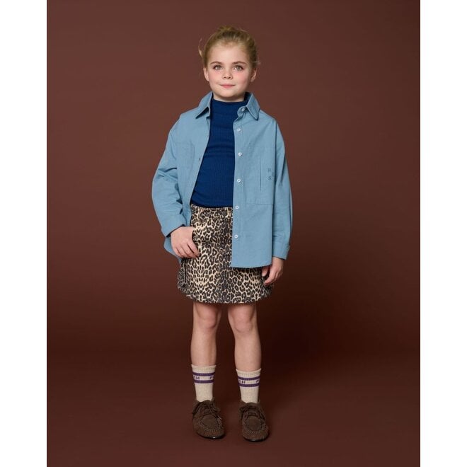 Petit Blush | Denim Cargo Skirt Leopard AOP