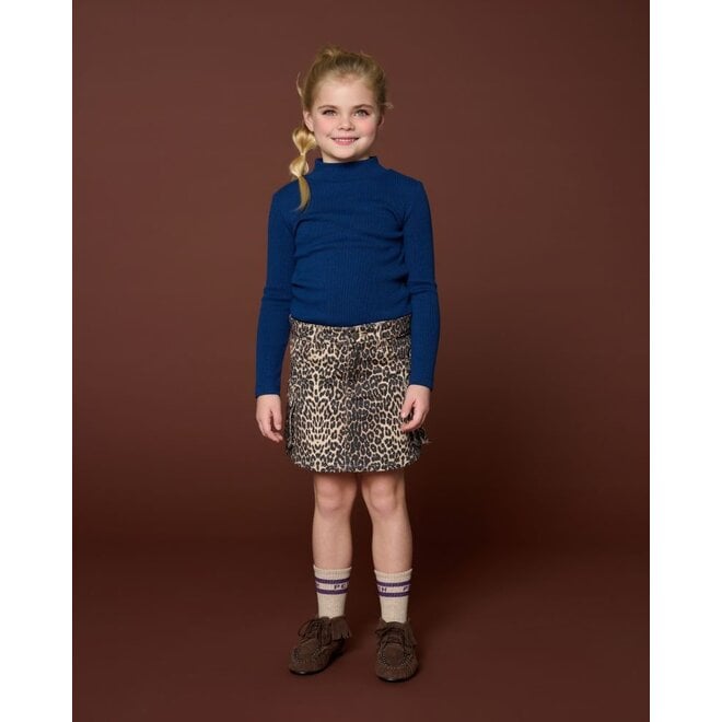 Petit Blush | Denim Cargo Skirt Leopard AOP