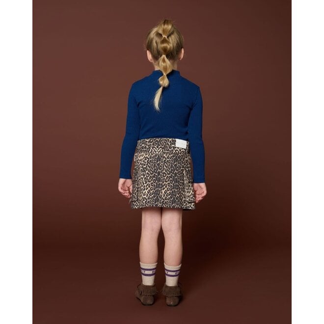 Petit Blush | Denim Cargo Skirt Leopard AOP