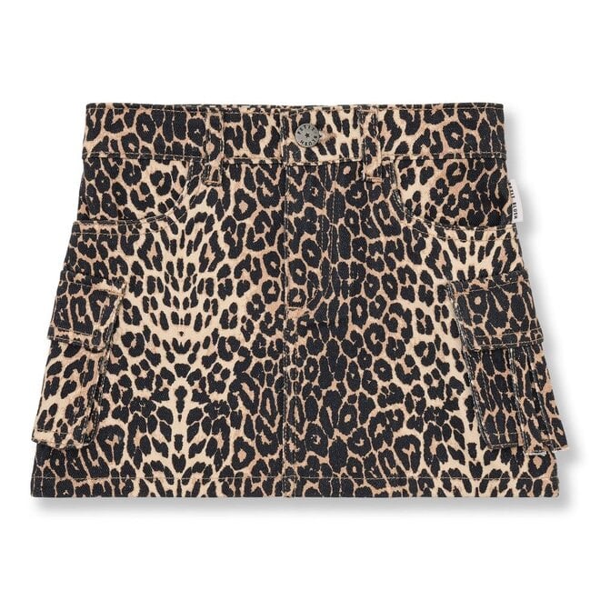 Petit Blush | Denim Cargo Skirt Leopard AOP