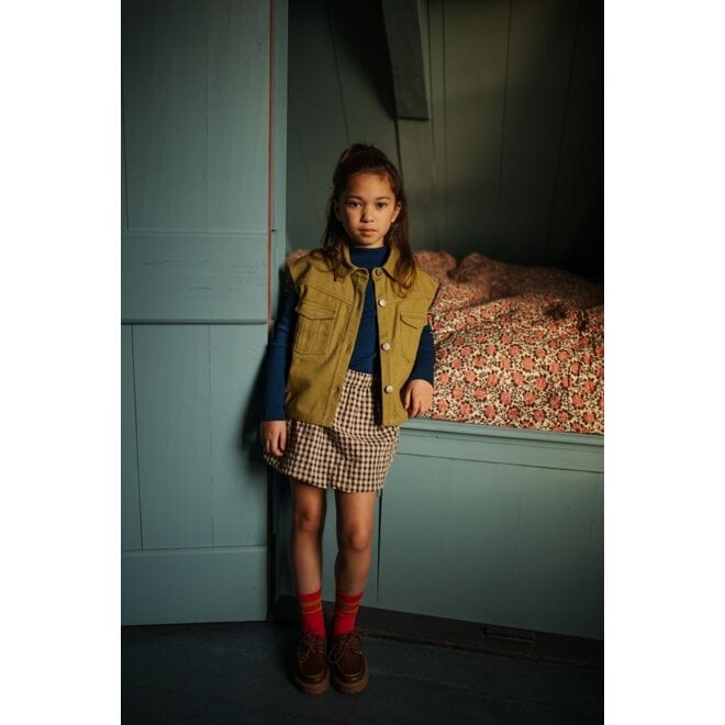 Petit Blush | Cargo Ballon Skirt Check Beige/Blue