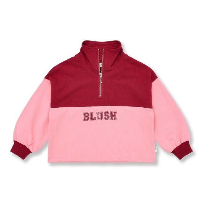 Zipper Sweater Blush Color Block