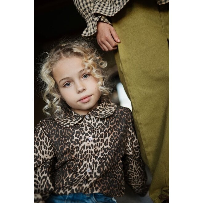 Petit Blush | Collar Blouse Leopard AOP