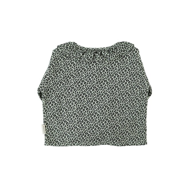 Piupiuchick | Blouse With Round Collar Mint Green With Animal Print