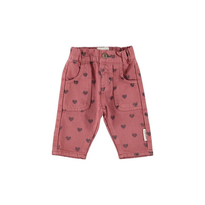 Piupiuchick | Baby Trousers Pink With Black Hearts