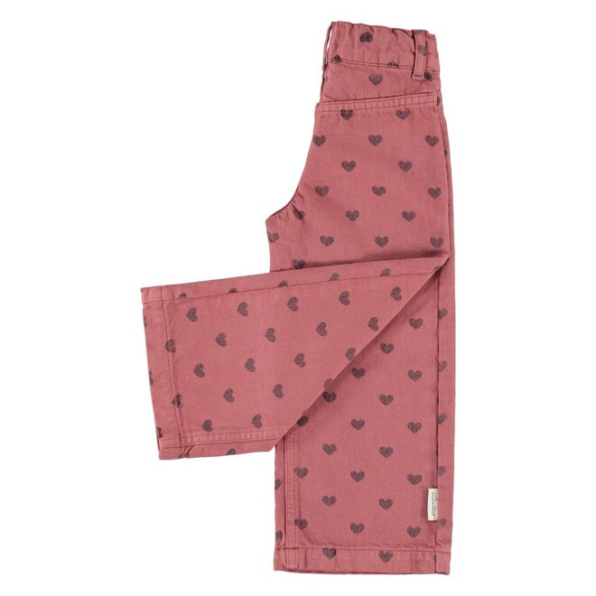 Piupiuchick | Flare Trousers Pink With Black Hearts