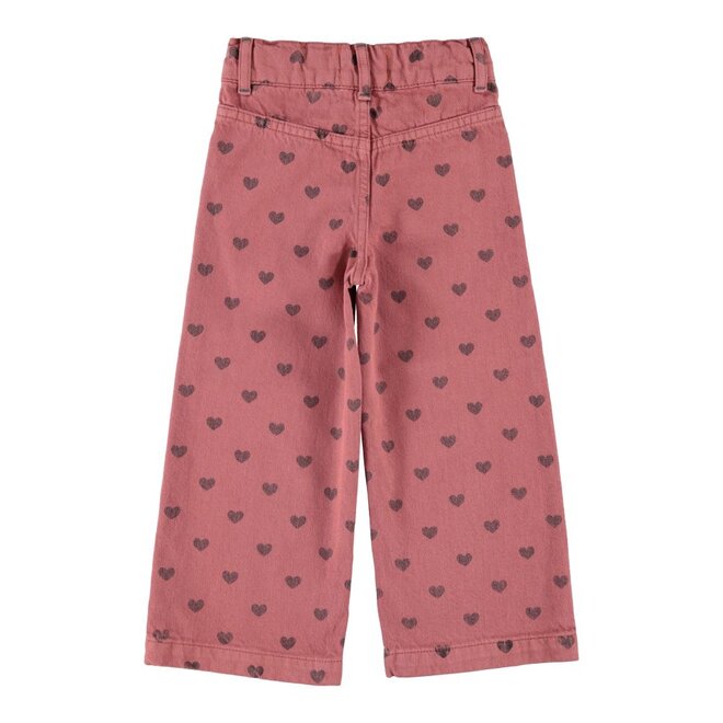 Piupiuchick | Flare Trousers Pink With Black Hearts