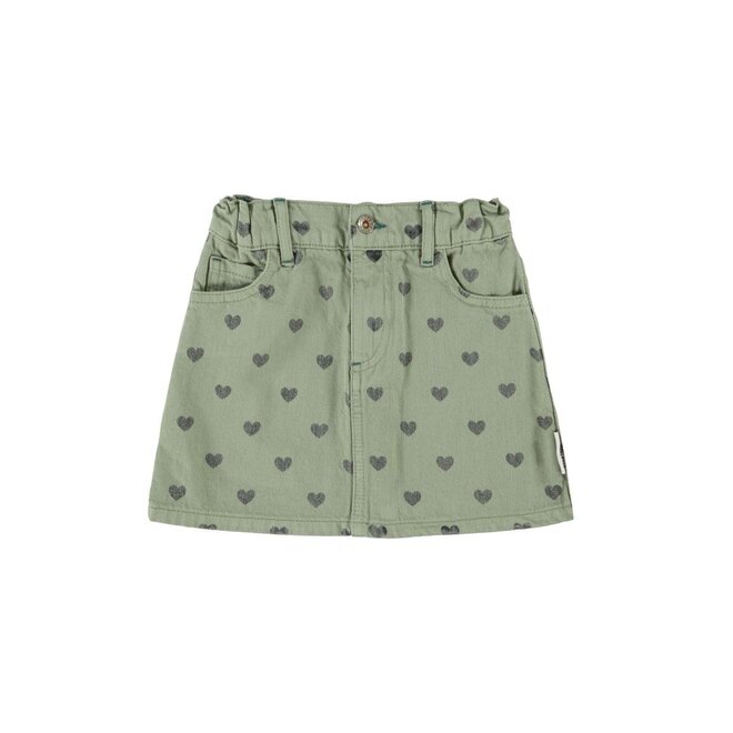 Short Skirt Olive Green With Black Hearts
