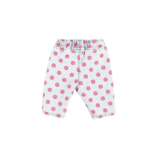 Piupiuchick | Baby Trousers Light Blue Denim With Red Dots