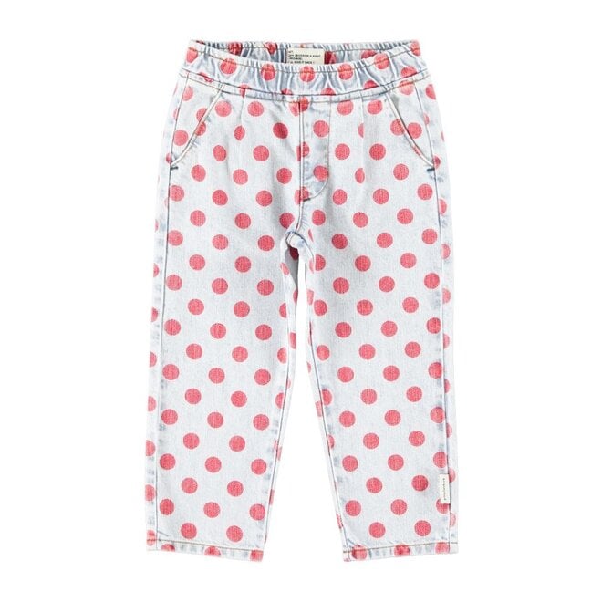 Trousers Light Blue Denim With Red Dots