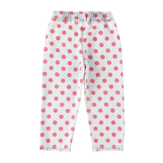 Piupiuchick | Trousers Light Blue Denim With Red Dots