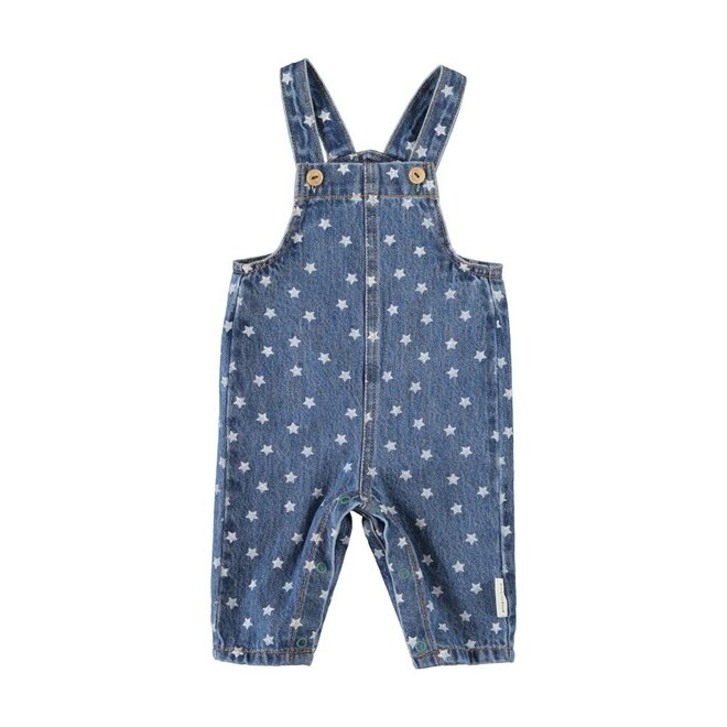Piupiuchick | Baby Dungarees Washed Navy Denim With Stars