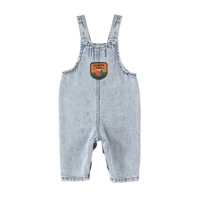 Piupiuchick | Baby Dungarees Fadded Light Blue Denim