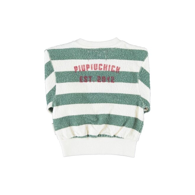 Piupiuchick | Baby Sweatshirt Ecru & Green Stripes