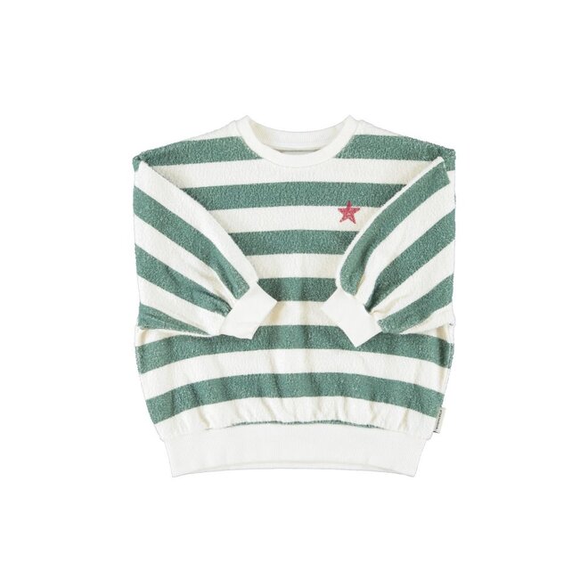 Piupiuchick | Sweatshirt Ecru & Green Stripes