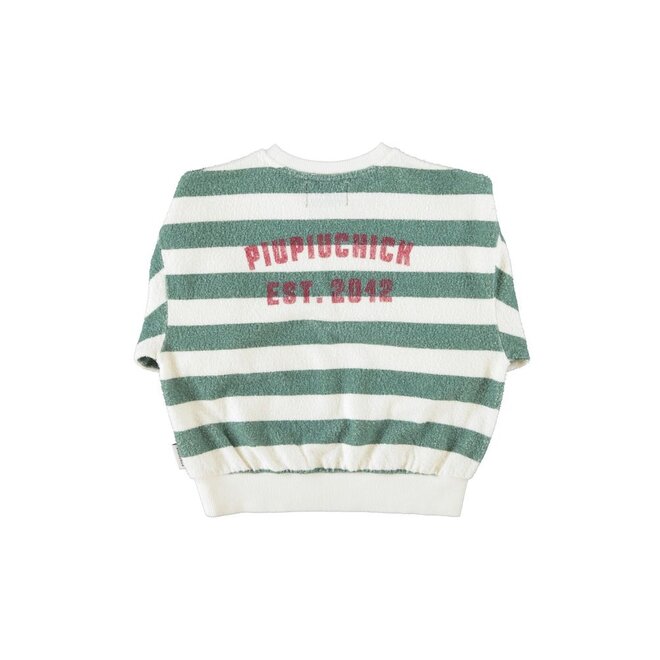 Piupiuchick | Sweatshirt Ecru & Green Stripes