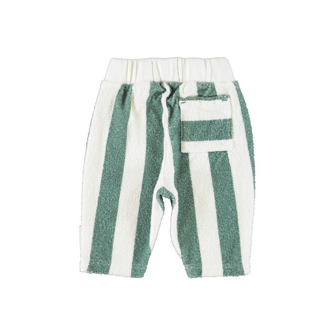 Piupiuchick | Baby Jogging Pants Ecru & Green Stripes