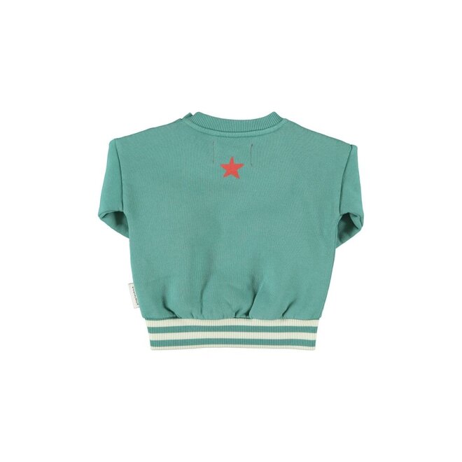 Piupiuchick | Baby Sweatshirt Green With "Here We Go" Print