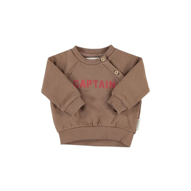 Piupiuchick | Baby Sweatshirt Brown With "Captain" Print