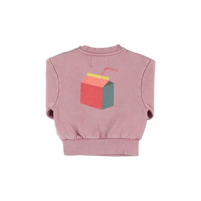 Piupiuchick | Baby Oversized Sweatshirt Pink With "Lunch Break" Print