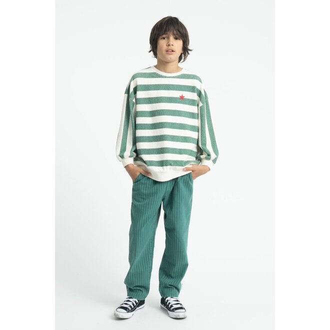 Piupiuchick | Sweatshirt Ecru & Green Stripes