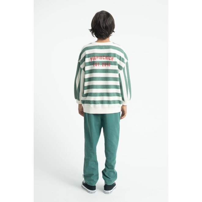 Piupiuchick | Sweatshirt Ecru & Green Stripes