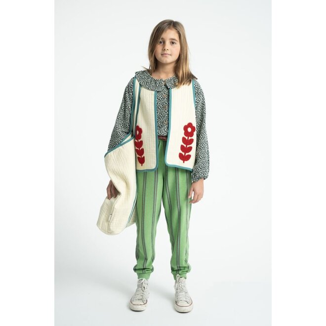 Piupiuchick | Blouse With Round Collar Mint Green With Animal Print
