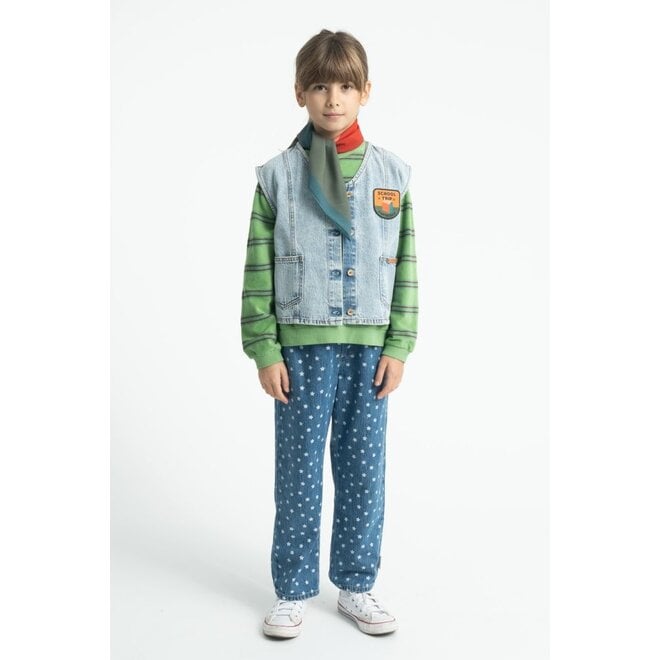 Piupiuchick | Trousers Washed Navy Denim With Stars