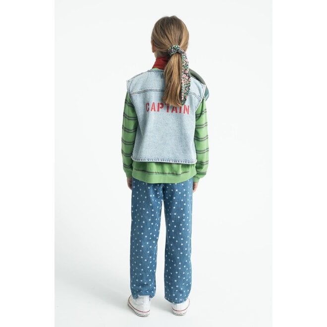Piupiuchick | Trousers Washed Navy Denim With Stars