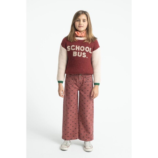 Piupiuchick | Flare Trousers Pink With Black Hearts