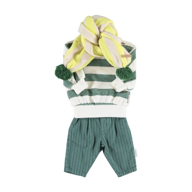 Piupiuchick | Baby Trousers Green With Black Stripes