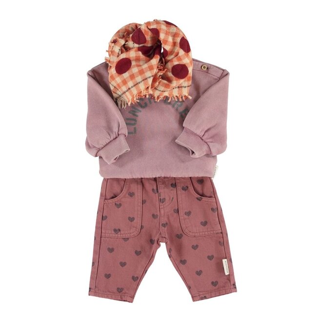 Piupiuchick | Baby Oversized Sweatshirt Pink With "Lunch Break" Print