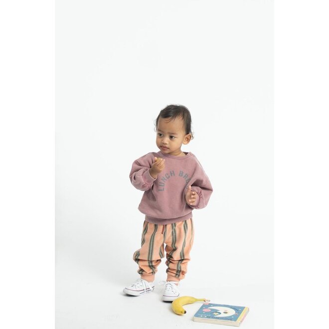 Piupiuchick | Baby Oversized Sweatshirt Pink With "Lunch Break" Print