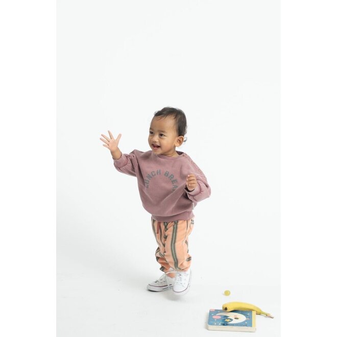 Piupiuchick | Baby Oversized Sweatshirt Pink With "Lunch Break" Print