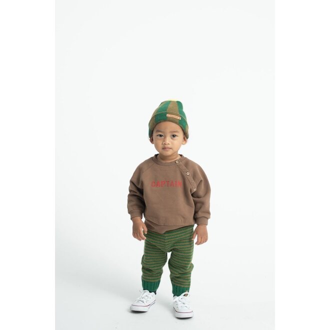 Piupiuchick | Baby Sweatshirt Brown With "Captain" Print