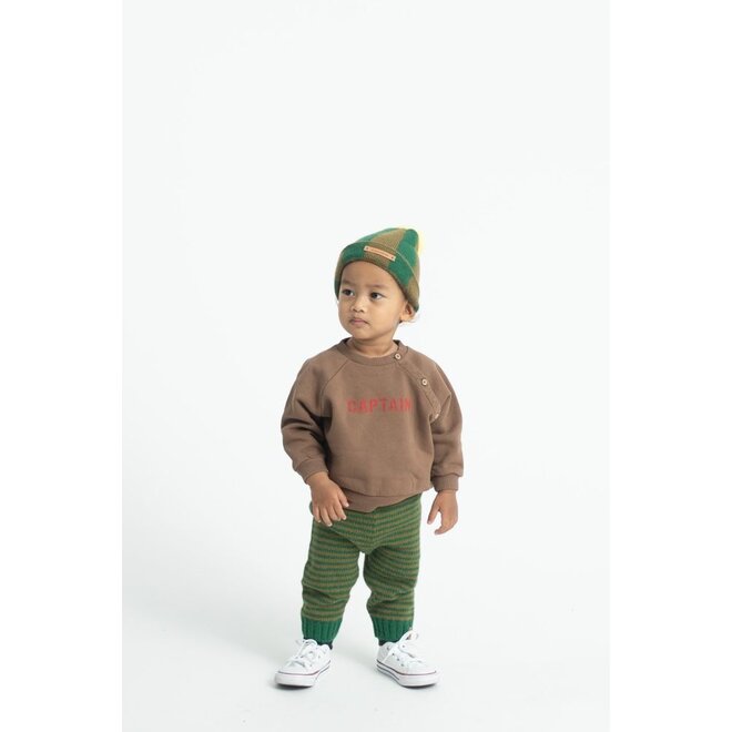 Piupiuchick | Baby Sweatshirt Brown With "Captain" Print