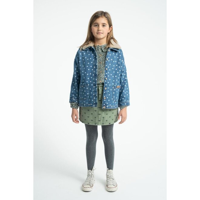 Piupiuchick | Short Skirt Olive Green With Black Hearts