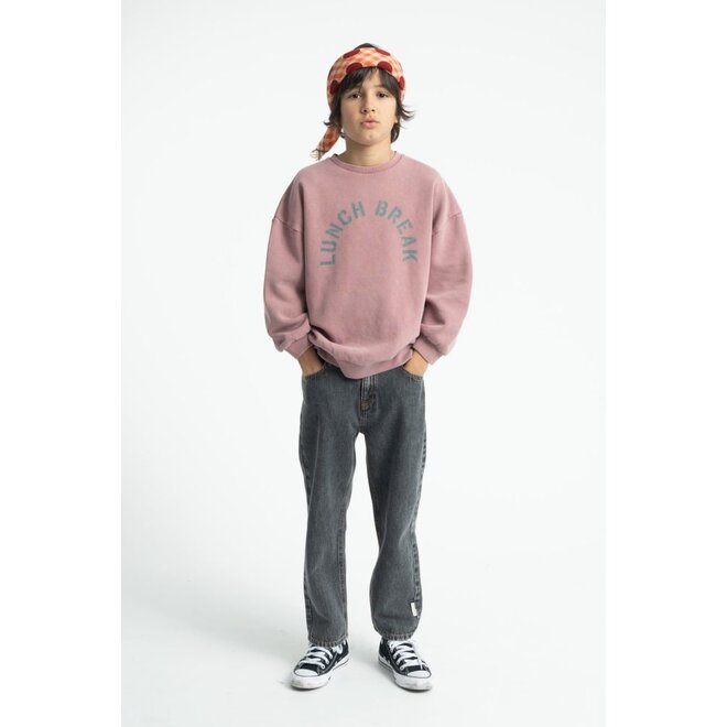 Piupiuchick | Oversized Sweatshirt Pink With "Lunch Break" Print
