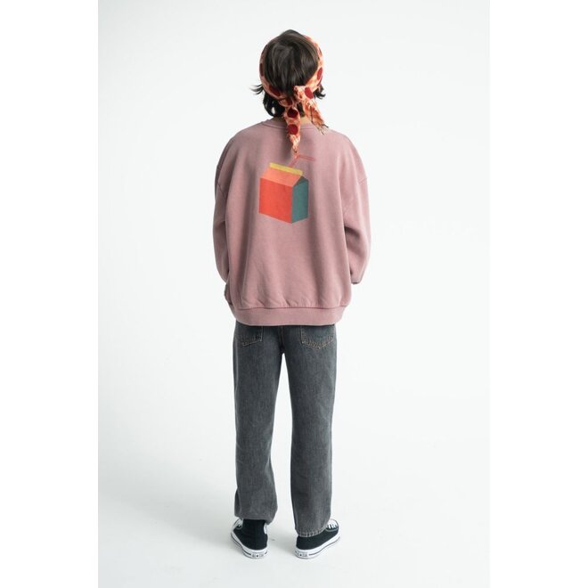 Piupiuchick | Oversized Sweatshirt Pink With "Lunch Break" Print