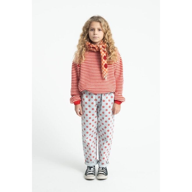 Piupiuchick | Trousers Light Blue Denim With Red Dots