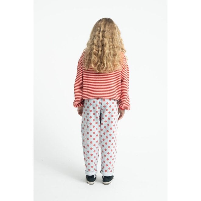 Piupiuchick | Trousers Light Blue Denim With Red Dots
