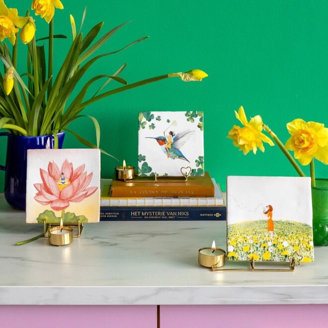 StoryTiles | Golden Tile & Candle holder Heart